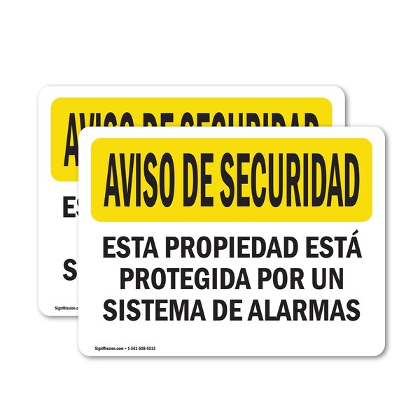 Signmission Facility Protected By Alarm Spanish OSHA Security Notice Sign, Vinyl Decal, 10in W x 7in L, 2PK OS-2PACK-SN-D-710-L-11539 - main